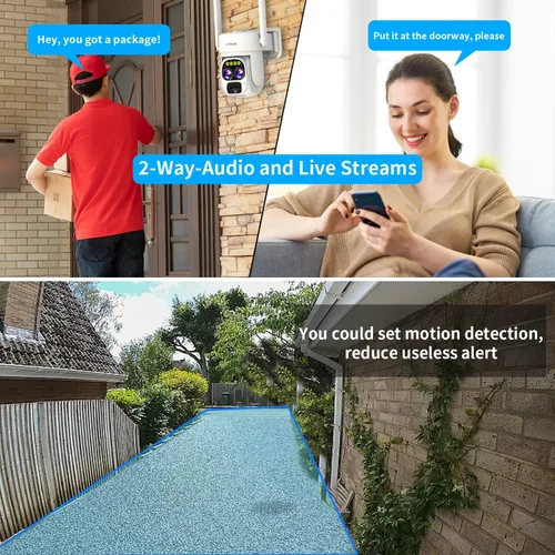 Miniatura 8 de Cámaras para seguridad en el hogar inalámbrica solar al aire libre, cámara de seguridad Alexa exterior, cámara WiFi exterior de 360 PTZ, lente dual
