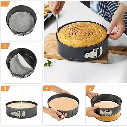 Miniatura 3 de Utoolmart Springform - Juego de moldes para tartas de queso de acero al carbono, antiadherentes, de 4 pulgadas, 7 pulgadas, 9 pulgadas, a prueba