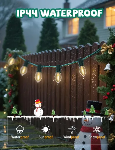 Miniatura 3 de Paquete de 25 bombillas LED C7 de luz blanca cálida para Navidad, bombillas LED E12 de repuesto para luces de cadena de Navidad interiores