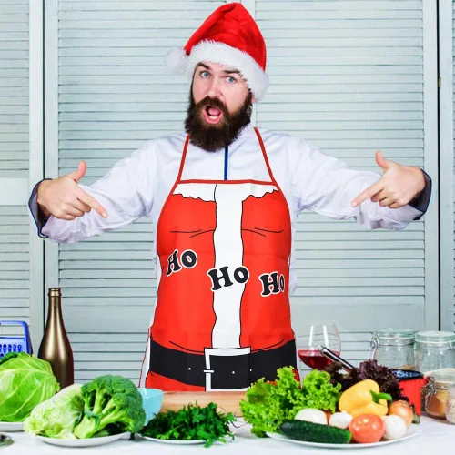 Miniatura 6 de Nialnant Paquete de 2 delantales de Navidad para mujeres y hombres, chef, divertidos delantales de cocina para parejas, para limpieza de cocina