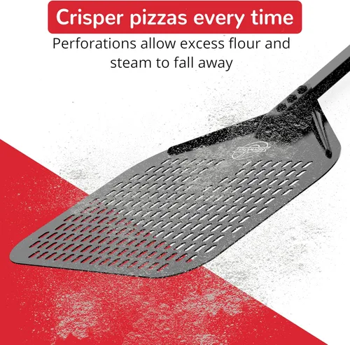Miniatura 4 de Senwosa Pela de pizza antiadherente de 12 pulgadas, excelente deslizamiento y fácil limpieza, base de metal perforada con revestimiento cerámico