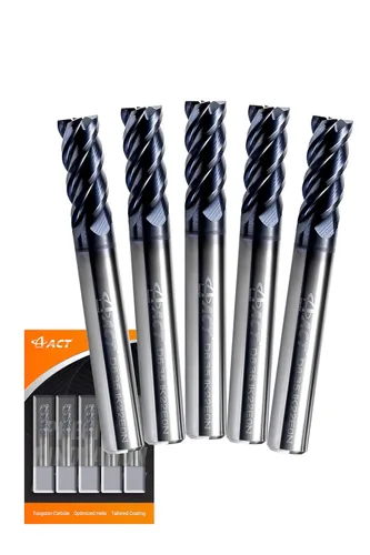 ACCUT I4KES - Fresa cuadrada de carburo de 1/4 de pulgada, juego de brocas de fresado de 4 flautas para acero, acero endurecido forja, cobre,