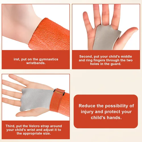 Miniatura 7 de 2 pares de agarres de mano de gimnasia, equipo de gimnasia para niños, juegos de pulseras de gimnasia, guantes de agarre de barra de gimnasia