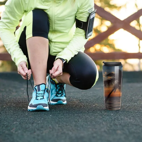 Miniatura 8 de Sunset Palm Tree Ocean Coffee Cup Hot Coffee Travel Mug Reusable Iced Coffee Cups Double Heat Insulation Coffee Mug with Leak-Proof Lid Stylish