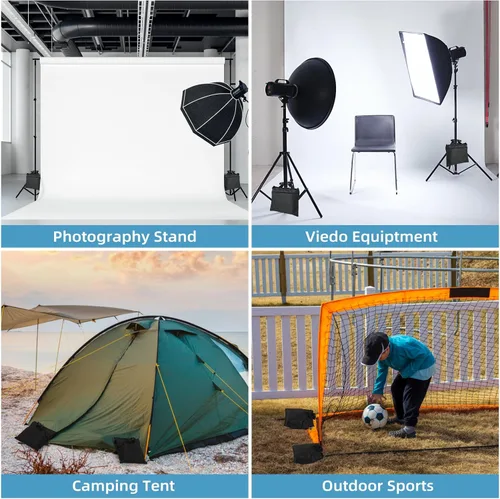 Miniatura 6 de Sacos de Arena 4 Paquetes con 4 Bolsas de PE, Sacos de Arena de Servicio Pesado, Sacos de Arena para Peso con Cremallera y Correas con Hebilla