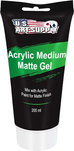 U.S. Art Supply Gel acrílico transparente medio mate, 6.8 fl oz, tubo (6.7 onzas), aumenta la viscosidad y transparencia en pinturas acrílicas