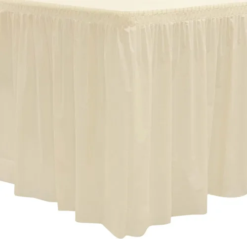 Miniatura 20 de Party Essentials Falda de mesa de plástico desechable resistente, 1 unidad, 29 pulgadas de ancho x 14 pies (168 pulgadas) de largo, amarillo