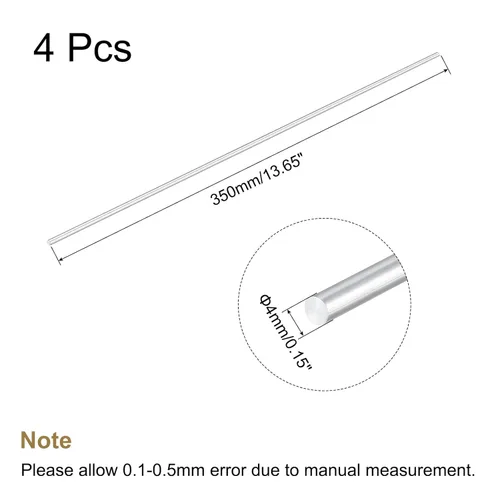 Miniatura 2 de MECCANIXITY Varilla redonda de aluminio macizo de 0.157 in de diámetro, 13.780 in de longitud, para manualidades, paquete de 4