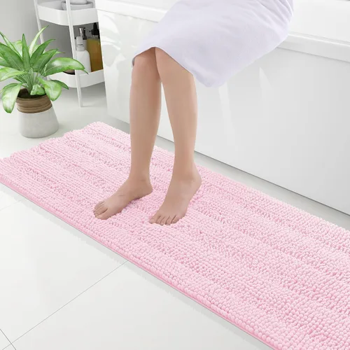 Miniatura 255 de Grandaily Alfombras de baño de felpilla a rayas de 24 x 16 pulgadas, extra gruesas y suaves, absorbentes, parte trasera de goma, alfombra de ducha