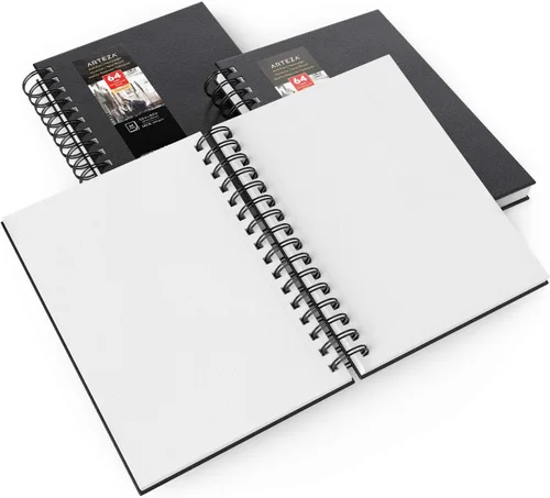 Miniatura 3 de ARTEZA Juego de cuaderno de bocetos de acuarela, paquete de 3, 64 páginas por libro, 5.5 x 8.5 pulgadas, cuadernos de espiral de tapa dura negra