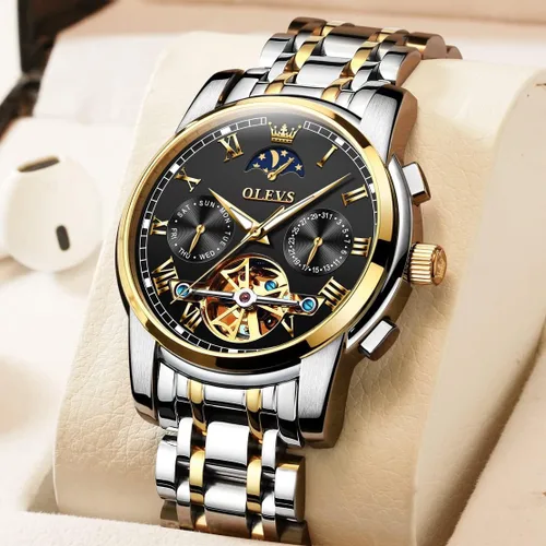 Miniatura 31 de OLEVS Relojes automáticos para hombre, esqueleto mecánico, de lujo, a la moda, reloj de pulsera luminoso impermeable