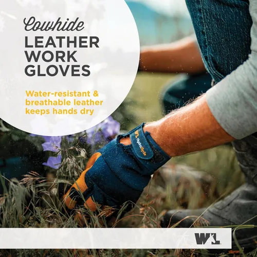 Miniatura 2 de Wells Lamont Men's Leather Palm Work Gloves Azul
