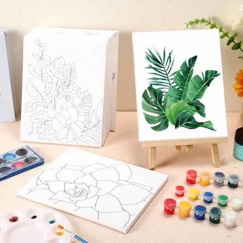 Miniatura 2 de Engrowtic 12 lienzos predibujados de flores de girasol de 8 x 10 pulgadas para pintar, lienzos preimpresos, para mujeres, pintura, arte, fiesta