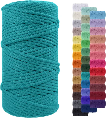 Miniatura 111 de Cuerda de macramé de 0.079 in para 219 yardas, cuerda de algodón natural para manualidades, hilo de cuerda de macramé de colores para colgar