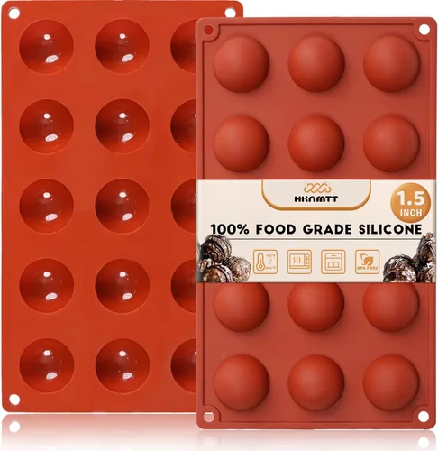 Miniatura 18 de Moldes de bomba de cacao para chocolate caliente, silicona hemisferio de 2.5 pulgadas, paquete de 3, molde semicircular, 6 cavidades, circular, sin