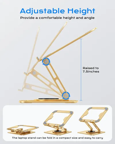 Miniatura 3 de LOXP Soporte ajustable para laptop, soporte para computadora con base giratoria de 360°, soporte ergonómico para computadora portátil
