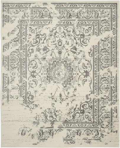 Miniatura 24 de SAFAVIEH Colección Adirondack Alfombra de Área - 4' Redonda, Marfil y Plata, Diseño Oriental Envejecido, No Desprende Pelusa y de Fácil Cuidado