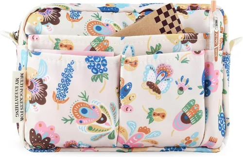 Miniatura 22 de qianshan Organizador de Portafolio con Múltiples Bolsillos, Bolsa de Cosméticos Impermeable con Cremallera de Viaje, Bolsa de Almacenamiento