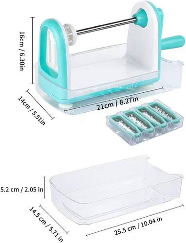 Miniatura 6 de Ourokhome Espiralizador de espaguetis para hacer fideos de calabacín, cortador de verduras de 5 cuchillas para fideos vegetales y chips rizados Azul