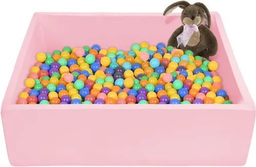Miniatura 12 de TRENDBOX Pozo de bolas extra grande de 47.2 x 47.2 x 13.8 pulgadas, equipo suave de espuma viscoelástica para niños pequeños, gris claro