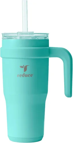 Miniatura 30 de Reduce Vaso de acero inoxidable de 50 onzas con asa, doble pared aislada al vacío, taza de viaje, tapa a prueba de sudor y popote reutilizable
