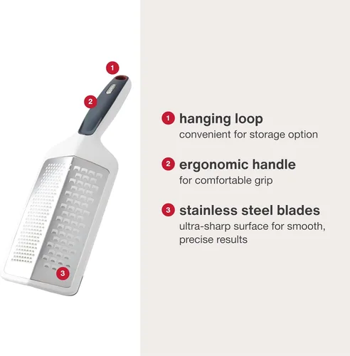 Miniatura 4 de Zyliss SmoothGlide - Rallador doble – De mano con cuchillas de acero inoxidable y mango ergonómico – Rallador mediano y grueso de doble cara