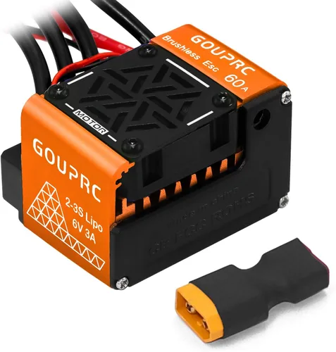 Miniatura 11 de GOUPRC 60A sin escobillas RC ESC 2-3S controlador de velocidad eléctrico impermeable con tarjeta de programación para accesorios a escala 1/10 RC