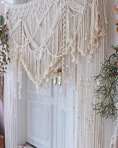 Miniatura 3 de S.N.HANDICRAFTS - Cortina grande de macramé, decoración bohemia bohemia para colgar en la pared de boda (75 x 85 pulgadas)