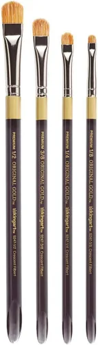 KINGART Juego de brochas para artistas de la serie original Gold 9247 Crescent Filbert, pelo sintético de cerdas y Taklon para pintura acrílica y al