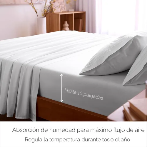Miniatura 4 de Mellanni Juego de sábanas tamaño matrimonial, 4 piezas de ropa de cama de la colección icónica de lujo, extra suaves, refrescantes, resistentes a