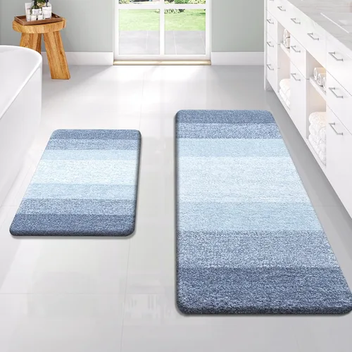 Miniatura 93 de OLANLY Juego de 2 alfombras de baño de microfibra suave y absorbente, antideslizantes, se pueden lavar y secar a máquina, alfombras de baño peludas