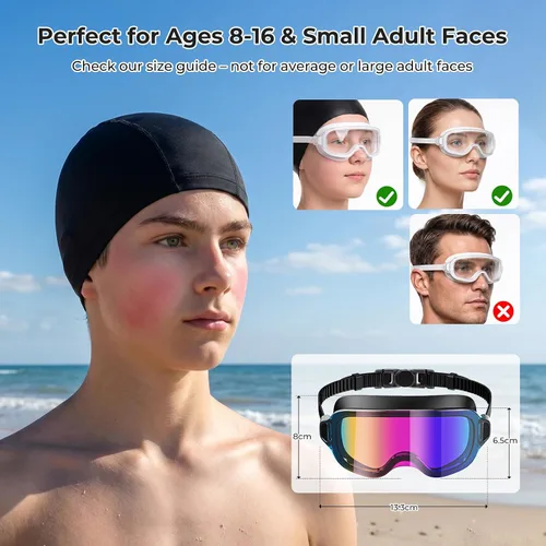 Miniatura 2 de Aegend Gafas de natación para adultos, paquete de 2 unidades, sin marco, 180°, visión amplia, antiniebla, UV, a la moda, para hombres y mujeres