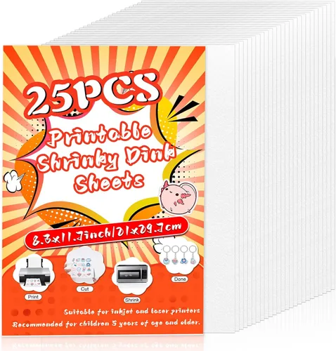 Miniatura 10 de Juego de 225 llaveros de hojas retráctiles imprimibles con 25 hojas de plástico retráctil imprimibles y 200 accesorios para impresora de inyección