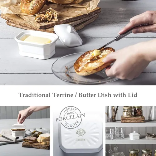 Miniatura 2 de WM Bartleet & Sons 1750 Plato de mantequilla/terrina con tapa, porcelana, color blanco