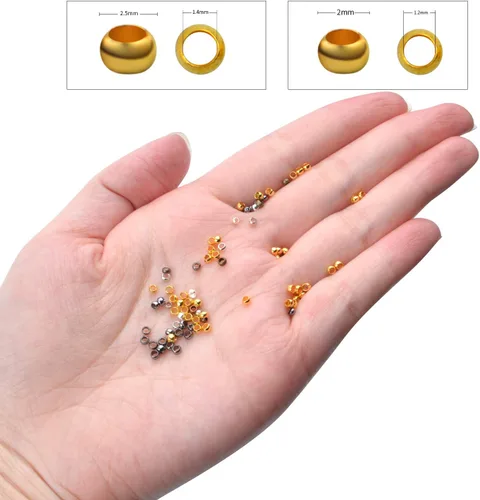 Miniatura 6 de Aylifu 2250 cuentas de tubo para hacer joyas, extremos redondos y sueltos, cuentas espaciadoras de metal para hacer joyas, 2 tamaños, 6