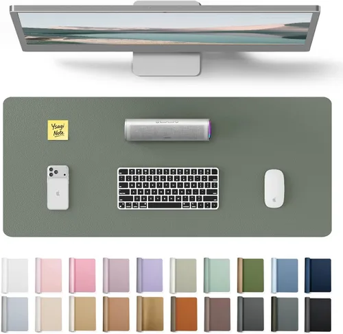 Miniatura 391 de YSAGi Protector de escritorio de cuero, tapete de oficina, alfombrilla grande para ratón, secante de cuero PU antideslizante, almohadilla
