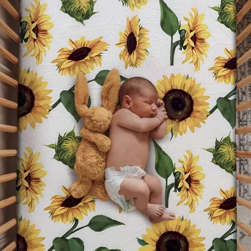 Miniatura 10 de Sábana ajustada suave para cuna, sábana elástica y transpirable para cuna para niños y niñas, se adapta a colchones estándar de cuna y niños