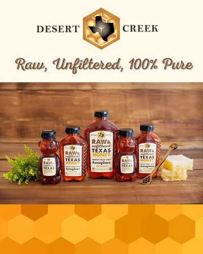 Miniatura 7 de Desert Creek Honey - Miel 100% sin filtrar, pura y cruda de Texas - Sustituto natural del azúcar - Una libra de miel americana sin procesar y sin