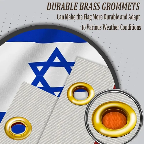Miniatura 4 de Bandera israelí de 3 x 5 pulgadas, bandera israelí de doble cara para exteriores, resistente, material de poliéster de 3 capas con 2 ojales