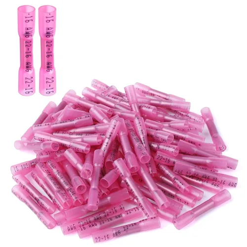 Miniatura 10 de 200 conectores de cable termorretráctiles de 16-14 AWG, conectores de cable eléctrico aislados, impermeables, terminales de crimpado de alambre