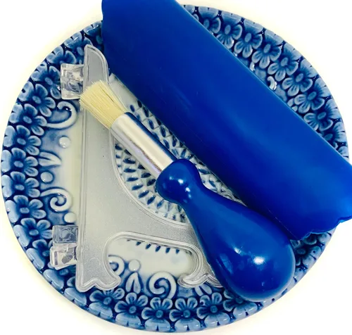 Miniatura 3 de BonCera, Juego de 4 platos de rallador de ajo de cerámica de alta calidad todo en uno - Diseño y estilo en relieve azul - Para ajo, jengibre