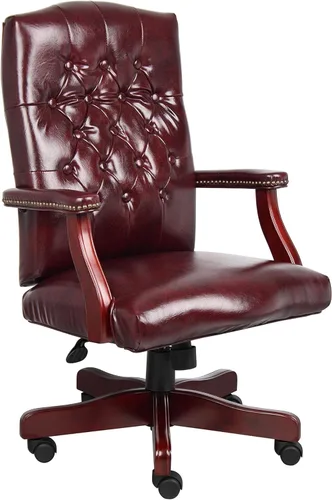 Scranton & Co Silla ejecutiva de respaldo alto, piel sintética, rojo sangre de buey, 27 pulgadas de ancho x 28 pulgadas de profundidad x 43-46.5
