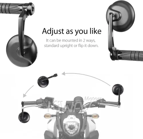 Miniatura 3 de KiWAV Espejos de barra retro negros y kit de montaje E-Mark compatible con Indian Scout Bobber