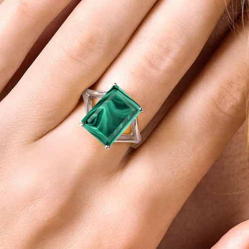 Miniatura 62 de Gem Stone King Anillo de compromiso solitario con piedra preciosa de corte esmeralda de 0.551 x 0.394 in para mujer, plata de ley 925, anillo