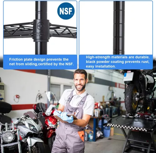 Miniatura 6 de BestOffice Estantería de alambre de 5 estantes ajustables de almacenamiento 14Dx36Wx72H, unidad de estantería de alambre para garaje NSF, estante