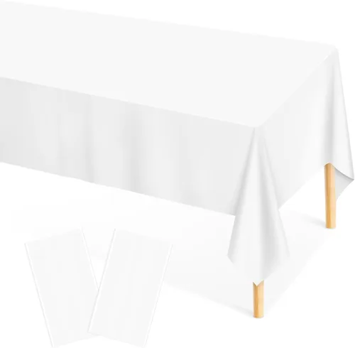 Miniatura 15 de Mulbozy Mantel de plástico color crema, desechables, paquete de 4, 54 x 108 pulgadas, manteles rectangulares de plástico beige para decoración