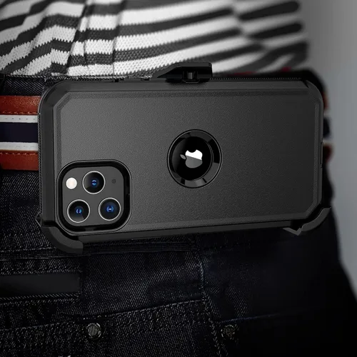 Miniatura 6 de Funda de teléfono para iPhone 12 Pro Max, resistente, resistente a prueba de golpes, funda protectora con clip para cinturón para Apple iPhone 12