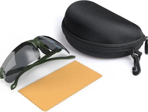 Miniatura 7 de Xaegistac Gafas de disparo con estuche Gafas de seguridad antivaho para cazadores para adultos Lente negra-marco verde