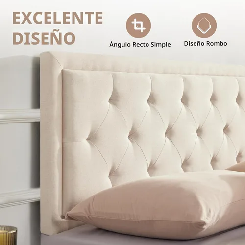 Miniatura 6 de Howjoe Cabecero tapizado solo tamaño Queen, cabecero capitoné tamaño Queen, cabeceros modernos de madera maciza con altura ajustable con patas