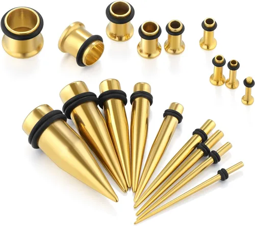 Miniatura 26 de vcmart 14G-00G - Kit de estiramiento de 36 piezas de calibre de oído, tapones cónicos, ojales, acero de grado de implante